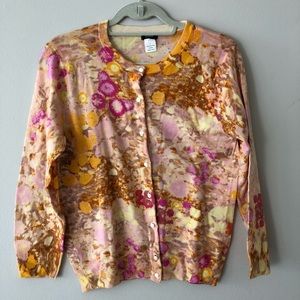 J. Crew 100% Merino Wool Floral Cardigan Size L